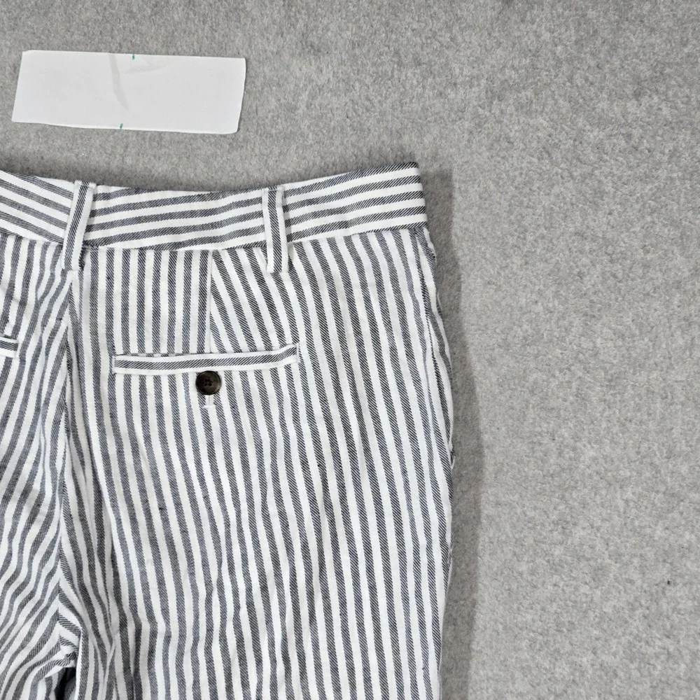 Banana Republic Women Pants 6 White Cotton Linen Striped Dress Pants Avery Slim